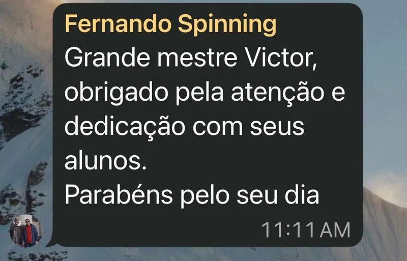 Print real do WhatsApp de Fernando reconhecendo Victor como 'grande mestre'.